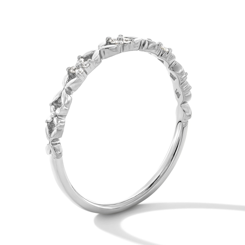 Diamond Accent Stackable Flower Anniversary Band 10K White Gold