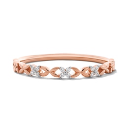 Diamond Accent Flower Anniversary Ring in 10K Rose Gold