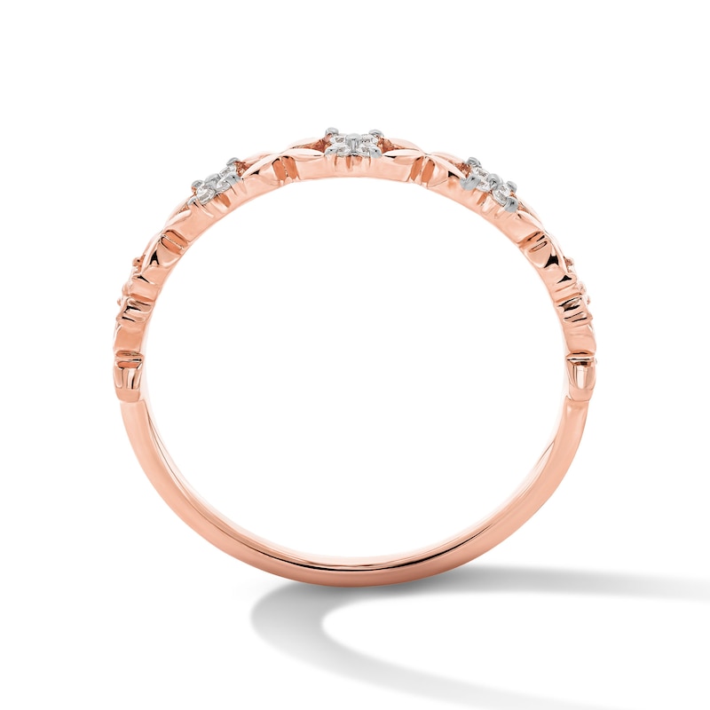 Diamond Accent Flower Anniversary Ring 10K Rose Gold