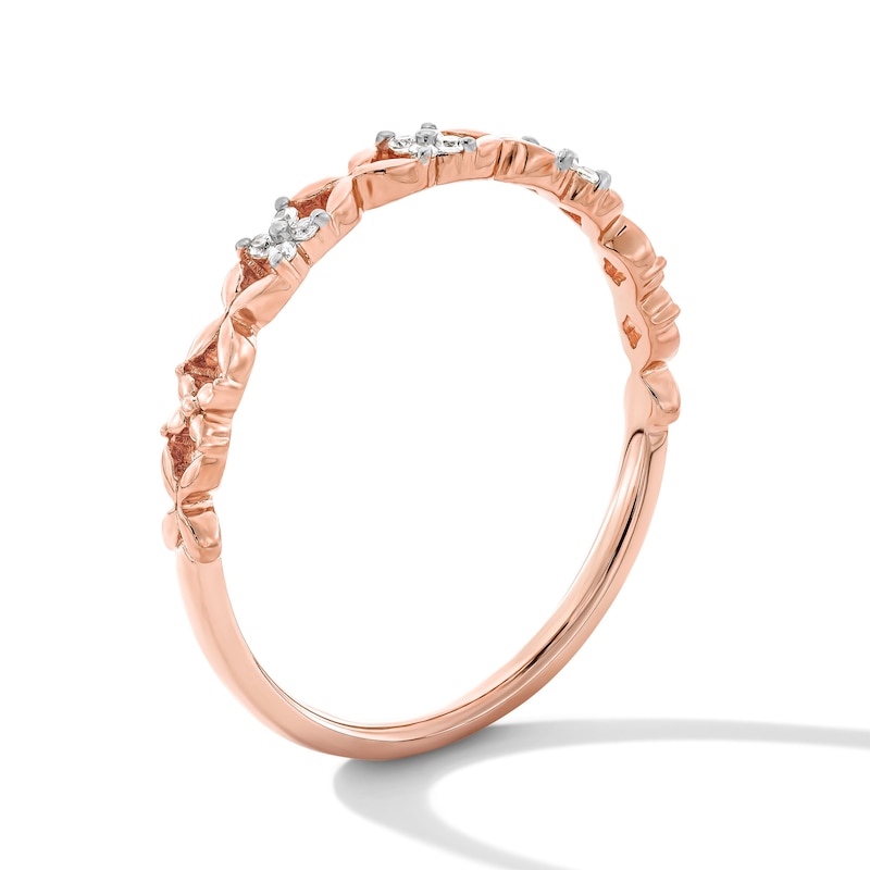 Diamond Accent Flower Anniversary Ring 10K Rose Gold