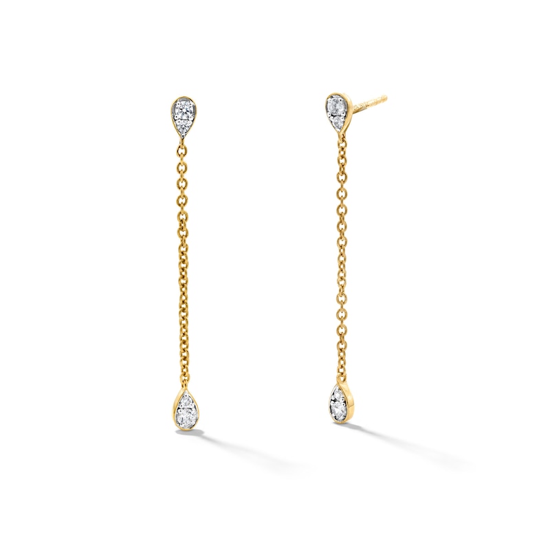 Main Image 1 of 0.15 CT. T.W. Certified Lab-Grown Diamond Pavé Chain Drop Earrings in 18K Gold (F/VS2)