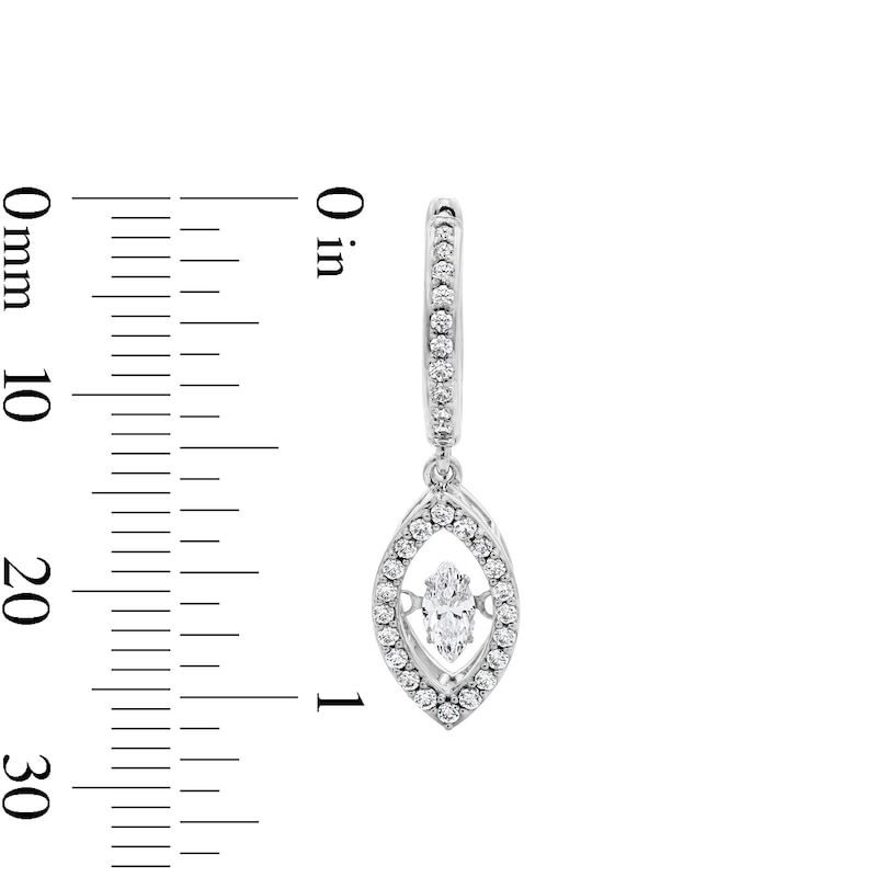 Main Image 3 of Unstoppable Love™ 0.69 CT. T.W. Marquise-Cut Certified Lab-Grown Diamond Hoop Drop Earrings in 10K White Gold (F/SI2)