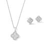 Thumbnail Image 1 of 0.25 CT. T.W. Certified Lab-Grown Diamond Quatrefoil Pendant and Stud Earrings Set in Sterling Silver (F/SI2)