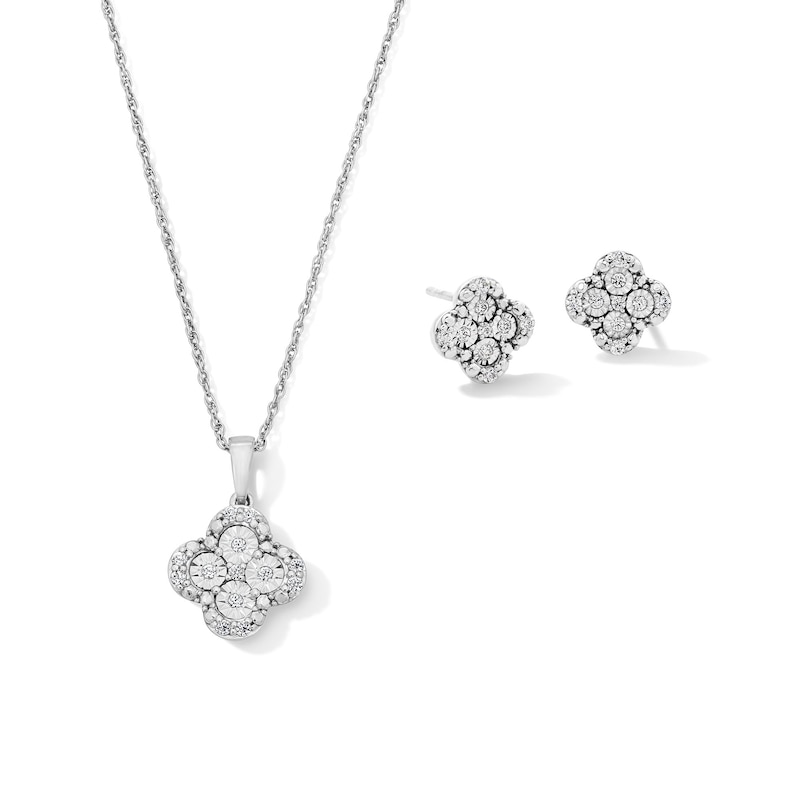 0.25 CT. T.W. Certified Lab-Grown Diamond Quatrefoil Pendant and Stud Earrings Set in Sterling Silver (F/SI2)