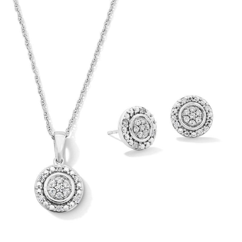 0.25 CT. T.W. Certified Lab-Grown Diamond Pendant and Stud Earrings Set in Sterling Silver (F/SI2)