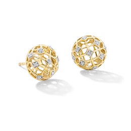 0.09 CT. T.W. Lab-Grown Diamond Openwork Domed Stud Earrings in 18K Gold (F/VS2)
