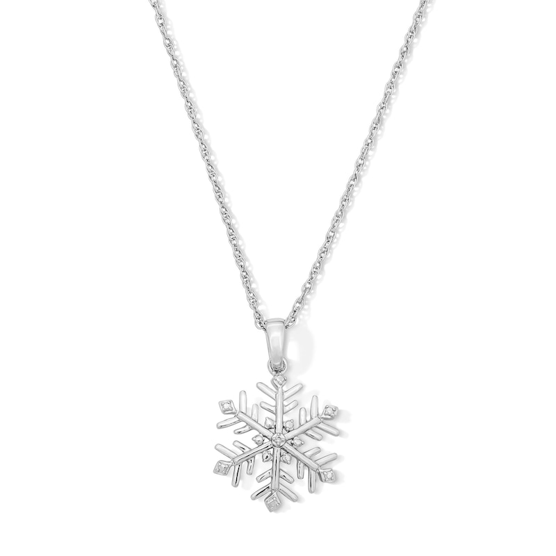 Diamond-Accent Snowflake Pendant in Sterling Silver