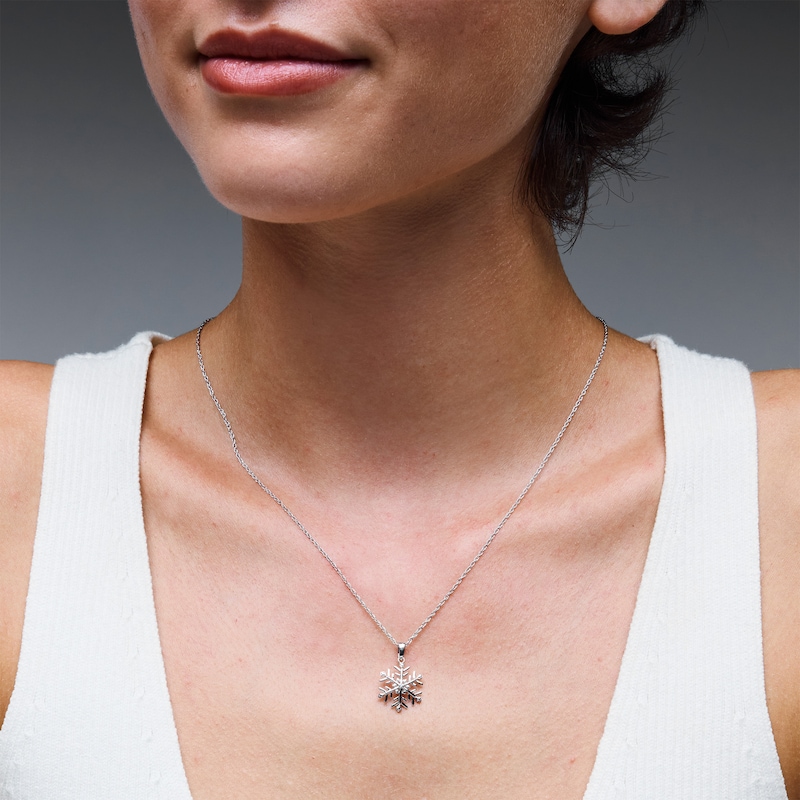 Diamond-Accent Snowflake Pendant in Sterling Silver