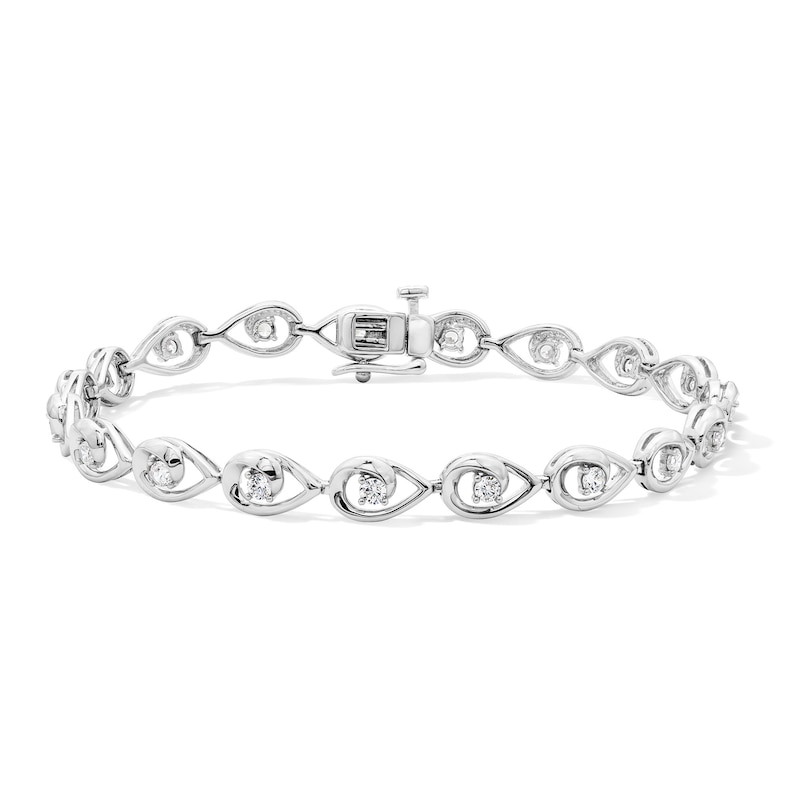 1.00 CT. T.W. Certified Lab-Grown Diamond Teardrop Swirl Link Bracelet in Sterling Silver (F/SI2)