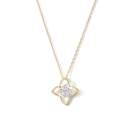 0.05 CT. T.W. Diamond Arched Quatrefoil Pendant in Sterling Silver and 14K Gold Plate