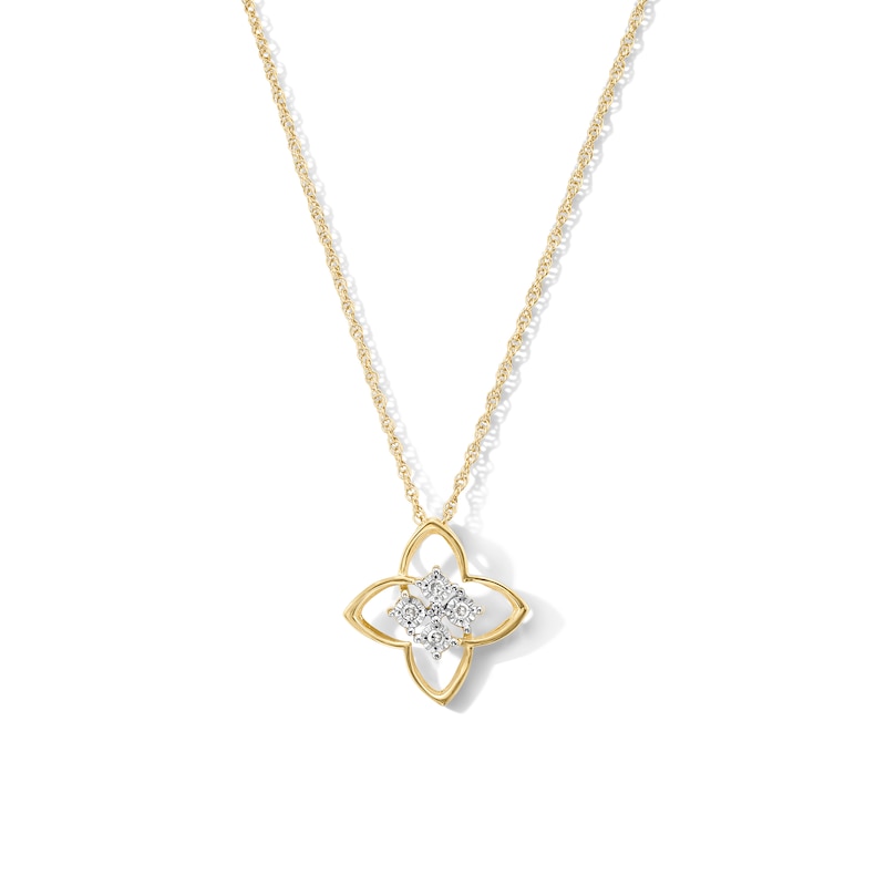 0.05 CT. T.W. Diamond Arched Quatrefoil Pendant in Sterling Silver and 14K Gold Plate