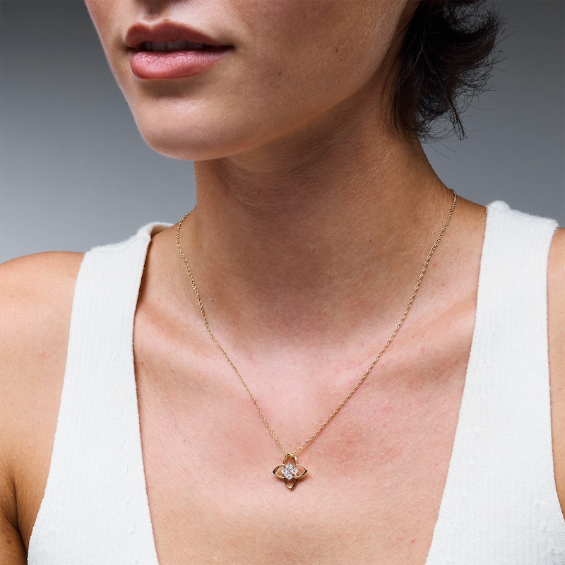 0.05 CT. T.W. Diamond Arched Quatrefoil Pendant in Sterling Silver and 14K Gold Plate