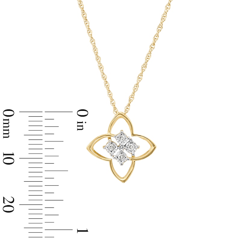 0.05 CT. T.W. Diamond Arched Quatrefoil Pendant in Sterling Silver and 14K Gold Plate