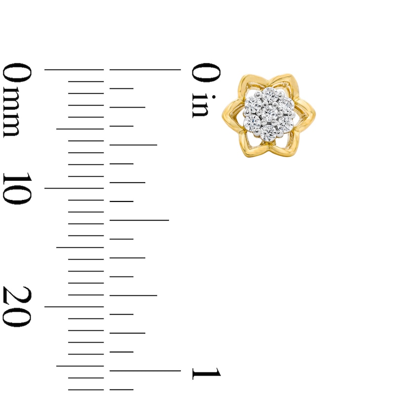 Main Image 2 of 0.18 CT. T.W. Certified Lab-Grown Diamond Flower Stud Earrings in 18K Gold (F/VS2)