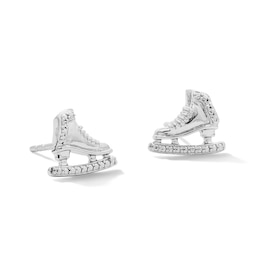 Diamond-Accent Ice Skates Stud Earrings in Sterling Silver