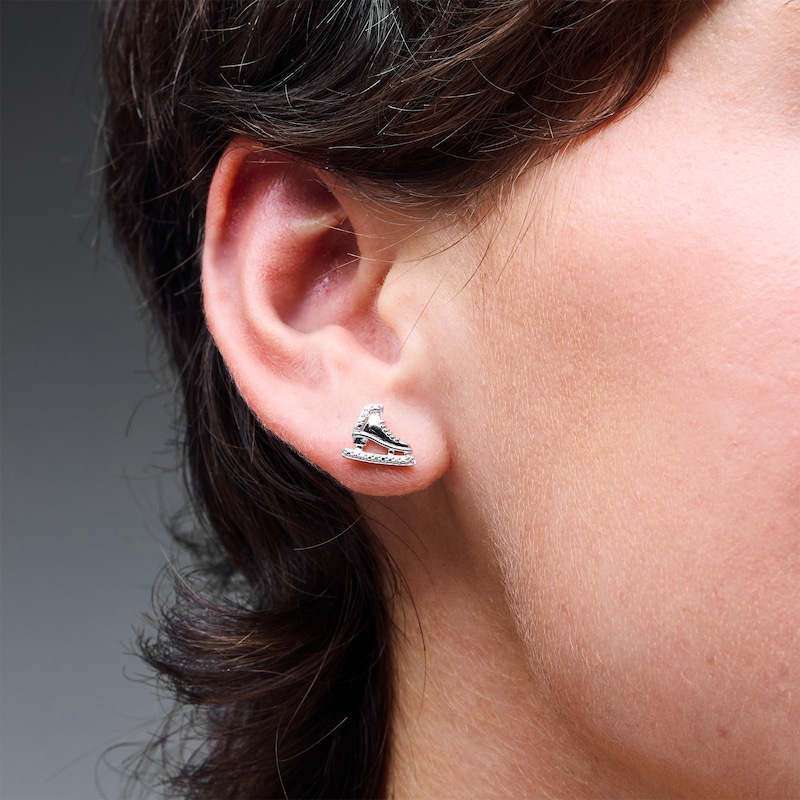 Main Image 2 of Diamond-Accent Ice Skates Stud Earrings in Sterling Silver