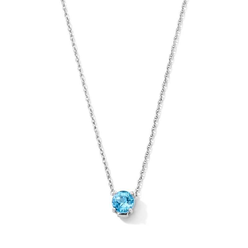 Blue Topaz Solitaire Pendant in Sterling Silver