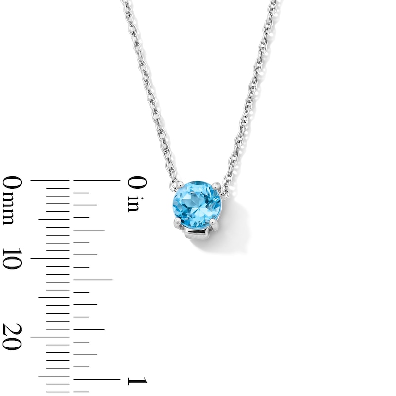 Blue Topaz Solitaire Pendant in Sterling Silver