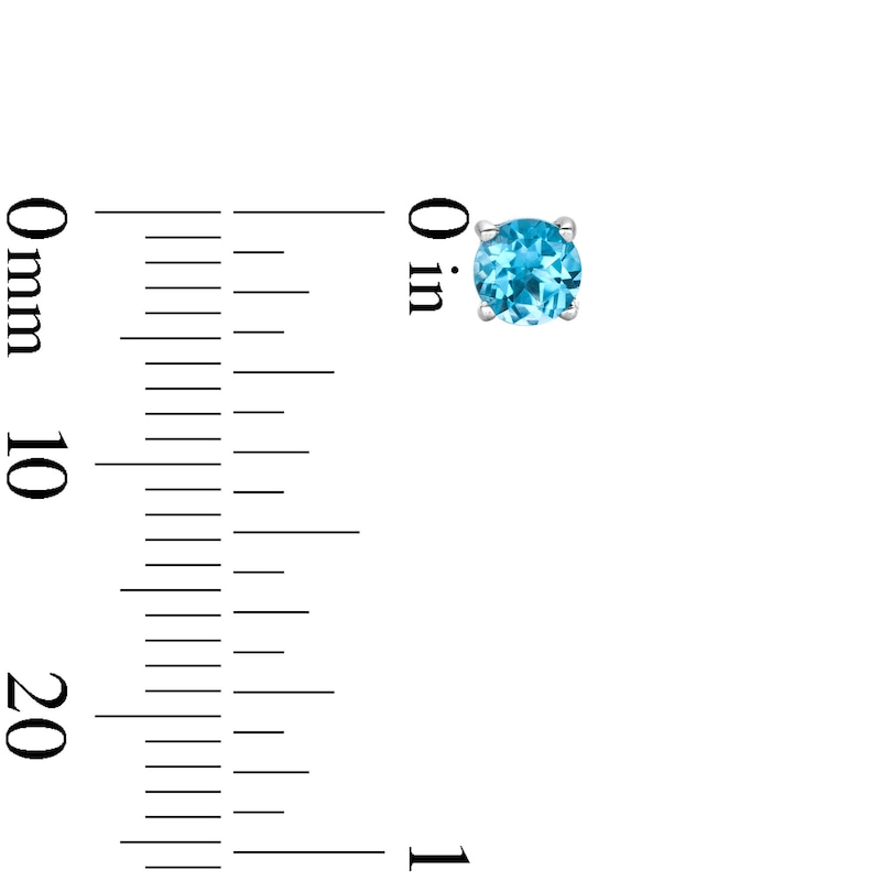 Main Image 3 of Blue Topaz Solitaire Stud Earrings in Sterling Silver