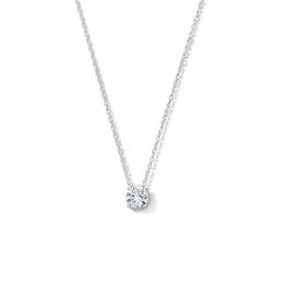 White Lab-Created Sapphire Solitaire Pendant in Sterling Silver