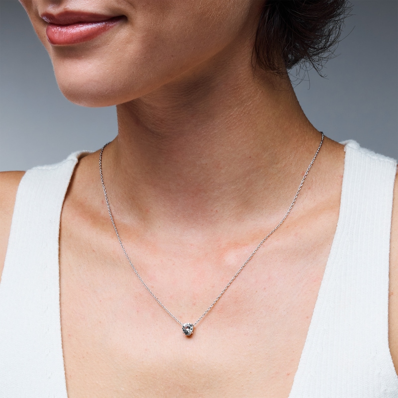 Lab-Created Sapphire Solitaire Pendant in Sterling Silver