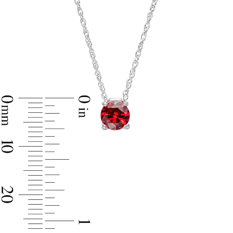 Lab-Created Ruby Solitaire Pendant in Sterling Silver