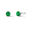 Thumbnail Image 1 of Lab-Created Emerald Solitaire Stud Earrings in Sterling Silver