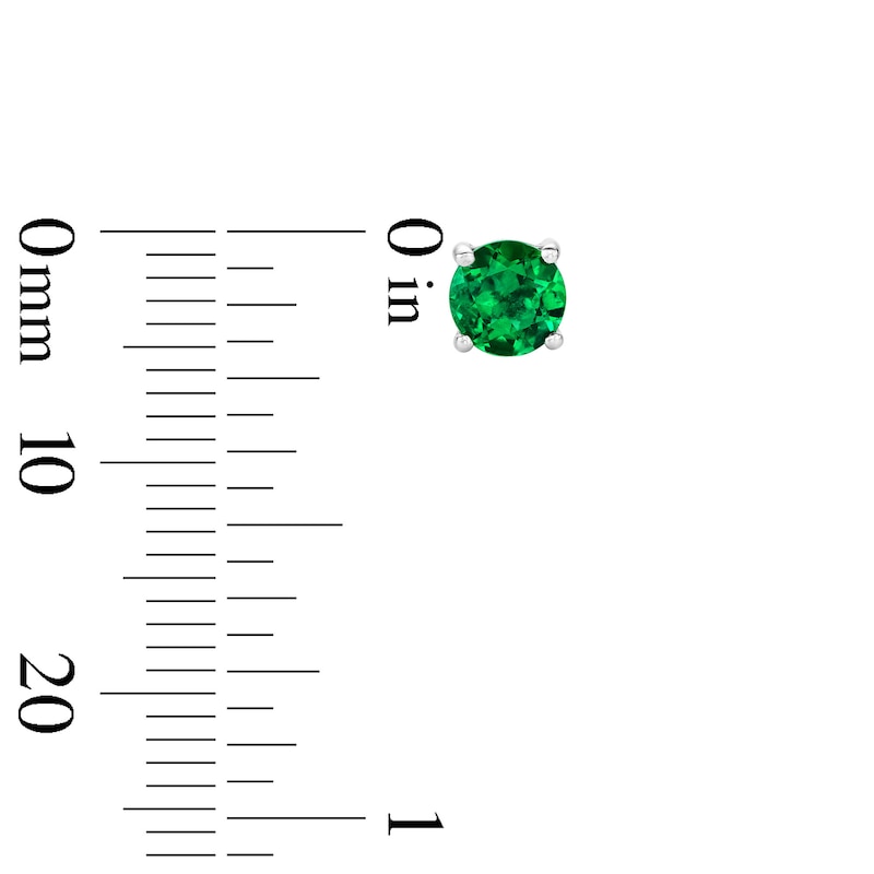 Main Image 3 of Lab-Created Emerald Solitaire Stud Earrings in Sterling Silver