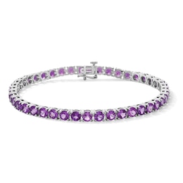 Amethyst Tennis Bracelet in Sterling Silver - 7.5”