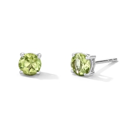 Peridot Solitaire Stud Earrings in Sterling Silver