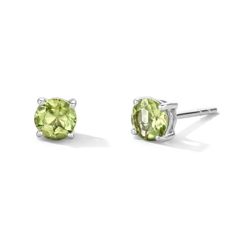 Main Image 1 of Peridot Solitaire Stud Earrings in Sterling Silver