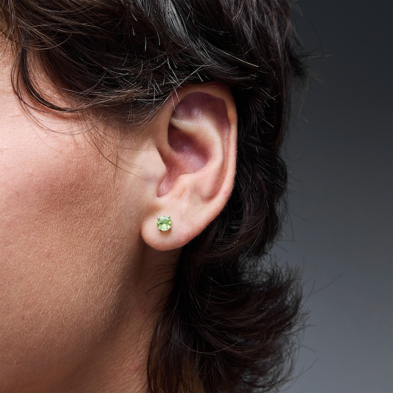 Main Image 2 of Peridot Solitaire Stud Earrings in Sterling Silver