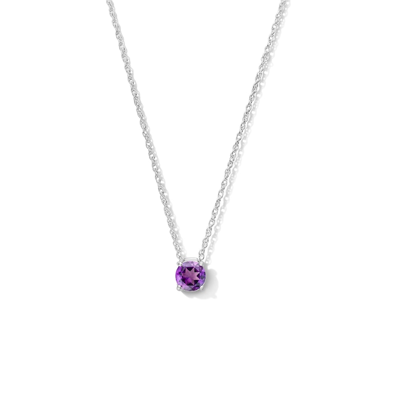 Amethyst Solitaire Pendant in Sterling Silver