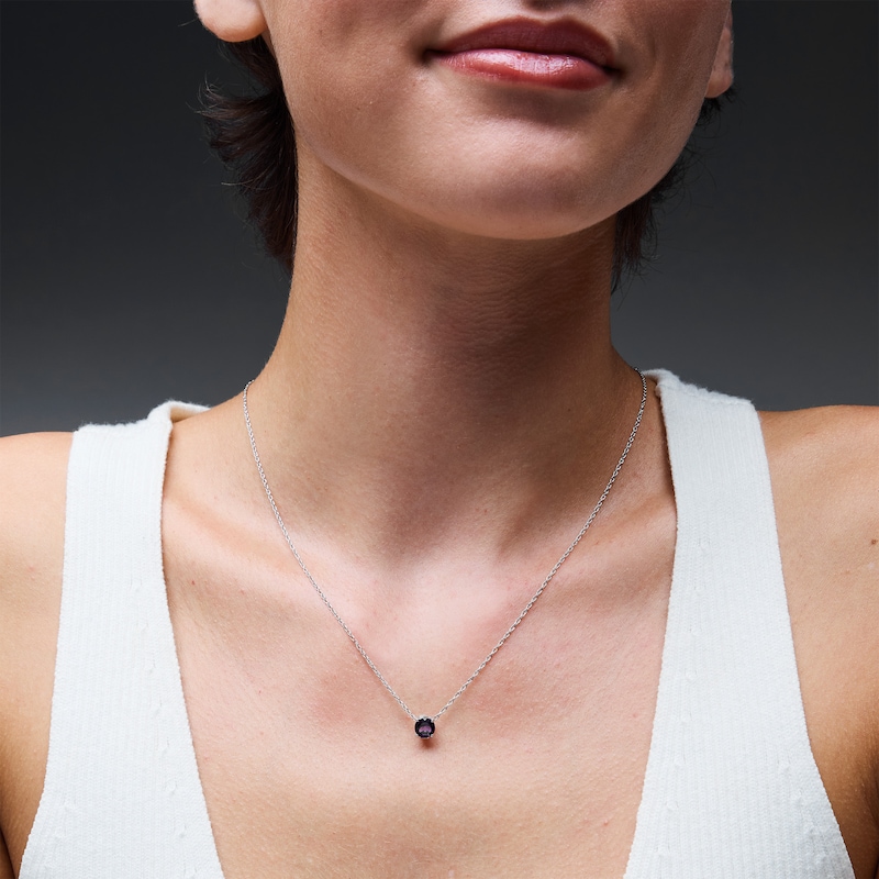 Amethyst Solitaire Pendant in Sterling Silver