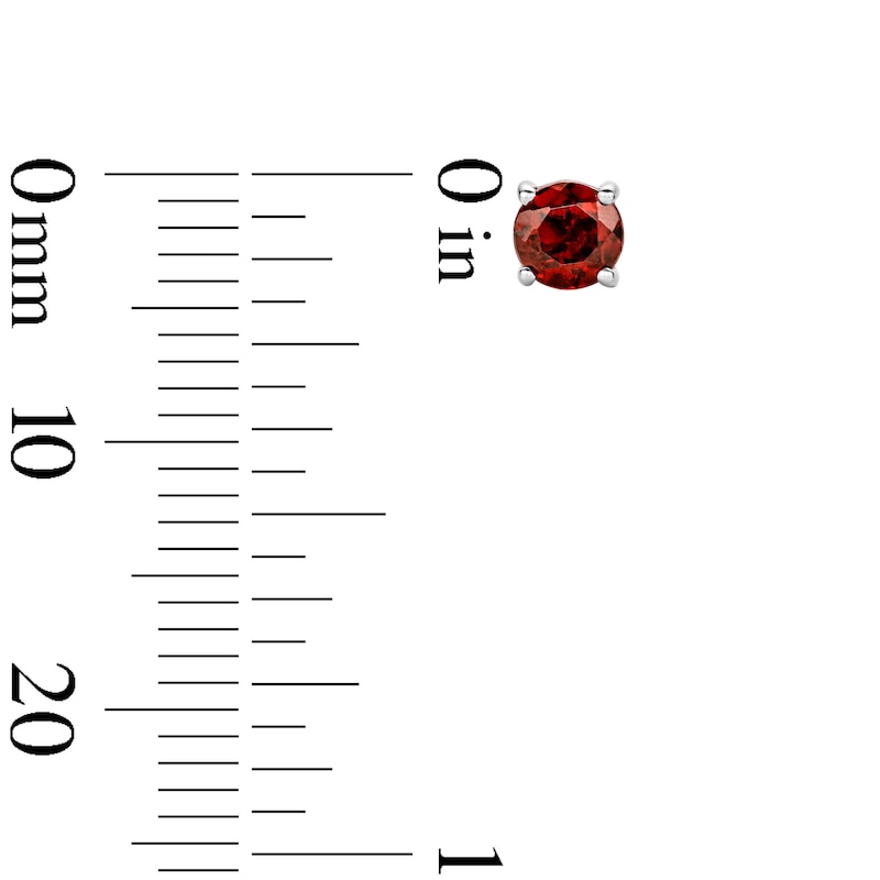 Main Image 3 of Garnet Solitaire Stud Earrings in Sterling Silver