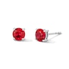 Thumbnail Image 1 of Lab-Created Ruby Solitaire Stud Earrings in Sterling Silver