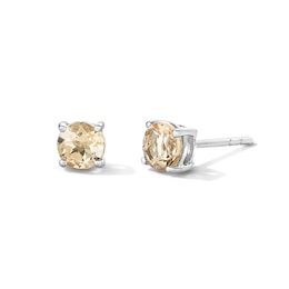 Citrine Solitaire Stud Earrings in Sterling Silver