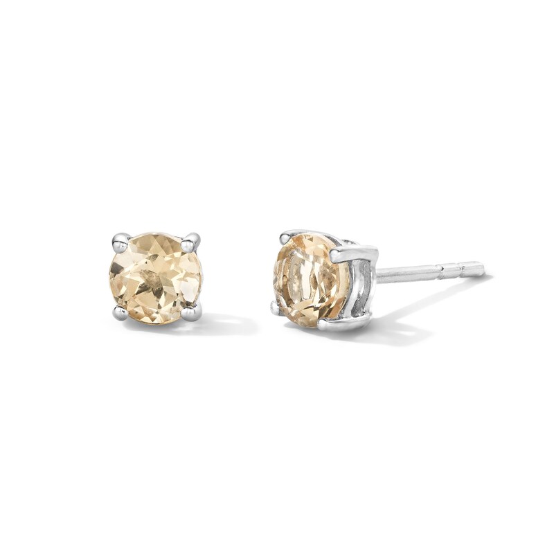 Main Image 1 of Citrine Solitaire Stud Earrings in Sterling Silver