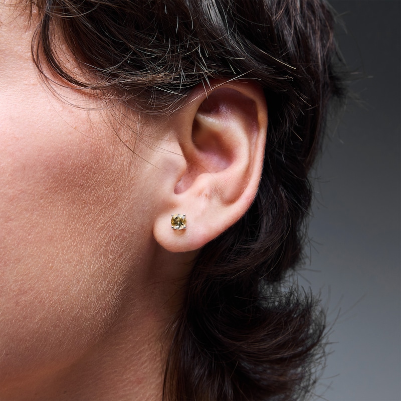 Main Image 2 of Citrine Solitaire Stud Earrings in Sterling Silver