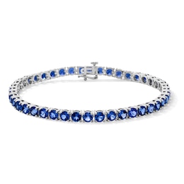 Blue Lab-Created Sapphire Tennis Bracelet in Sterling Silver - 7.5”