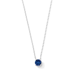 Blue Lab-Created Sapphire Solitaire Pendant in Sterling Silver