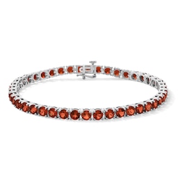 Garnet Tennis Bracelet in Sterling Silver - 7.5”