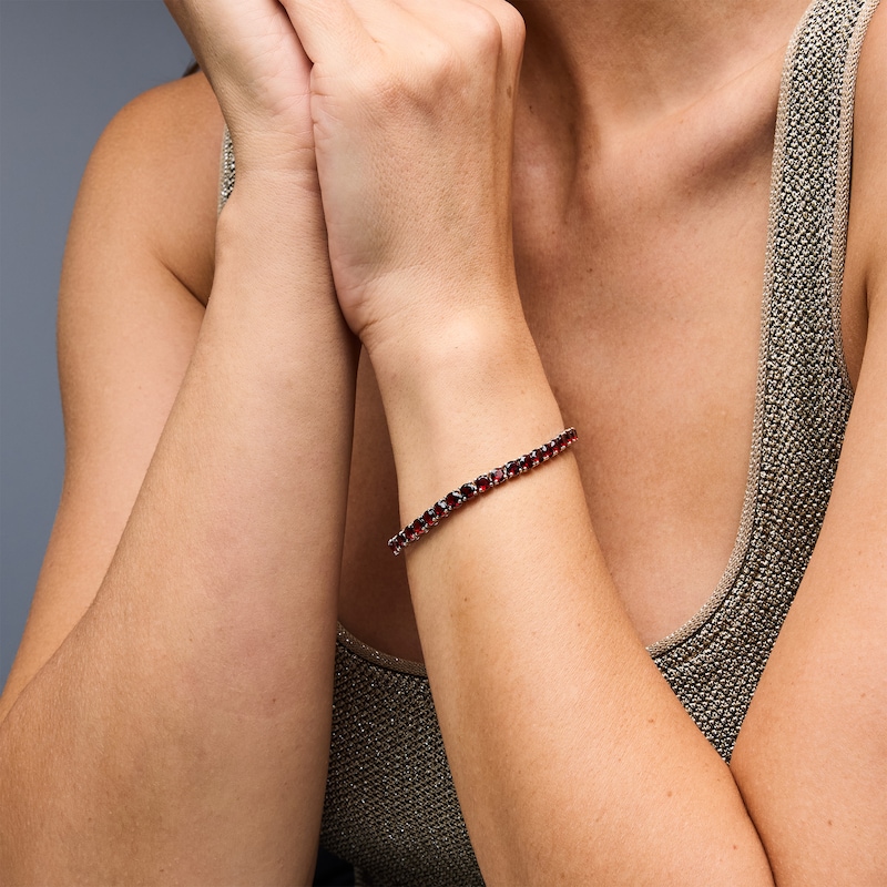 Garnet Tennis Bracelet in Sterling Silver - 7.5"