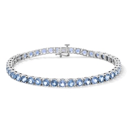 Blue Lab-Created Spinel Tennis Bracelet in Sterling Silver - 7.5”