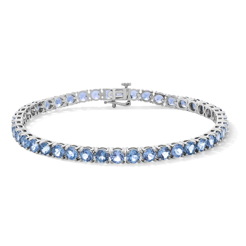 Blue Lab-Created Spinel Tennis Bracelet in Sterling Silver - 7.5"