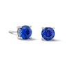 Thumbnail Image 1 of Blue Lab-Created Sapphire Solitaire Stud Earrings in Sterling Silver