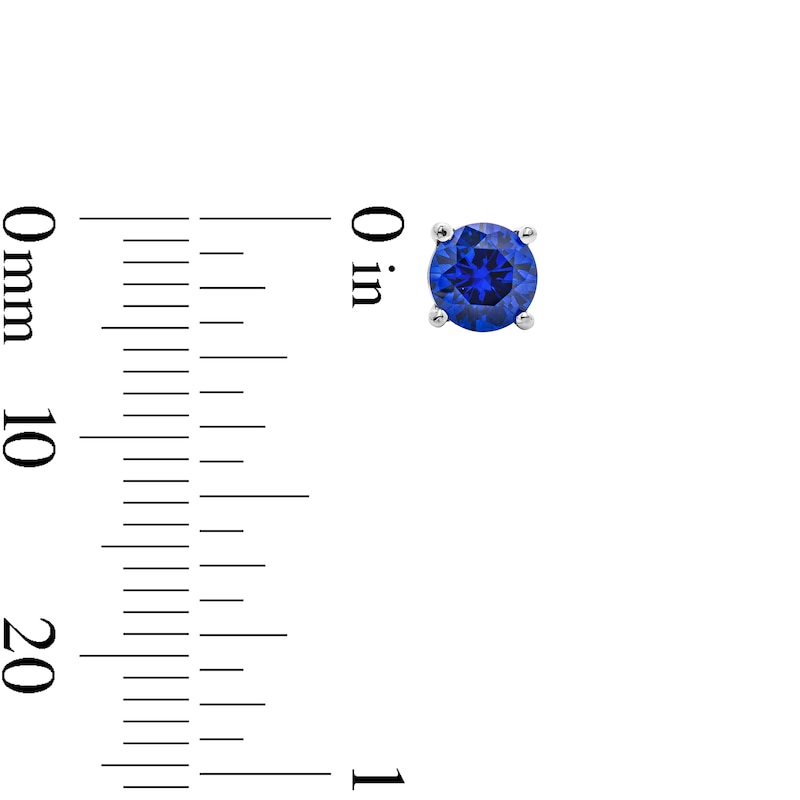 Main Image 3 of Blue Lab-Created Sapphire Solitaire Stud Earrings in Sterling Silver