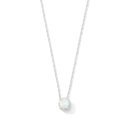 Lab-Created Opal Lab Solitaire Pendant in Sterling Silver