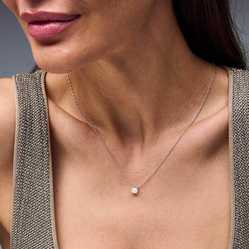 Lab-Created Opal Lab Solitaire Pendant in Sterling Silver