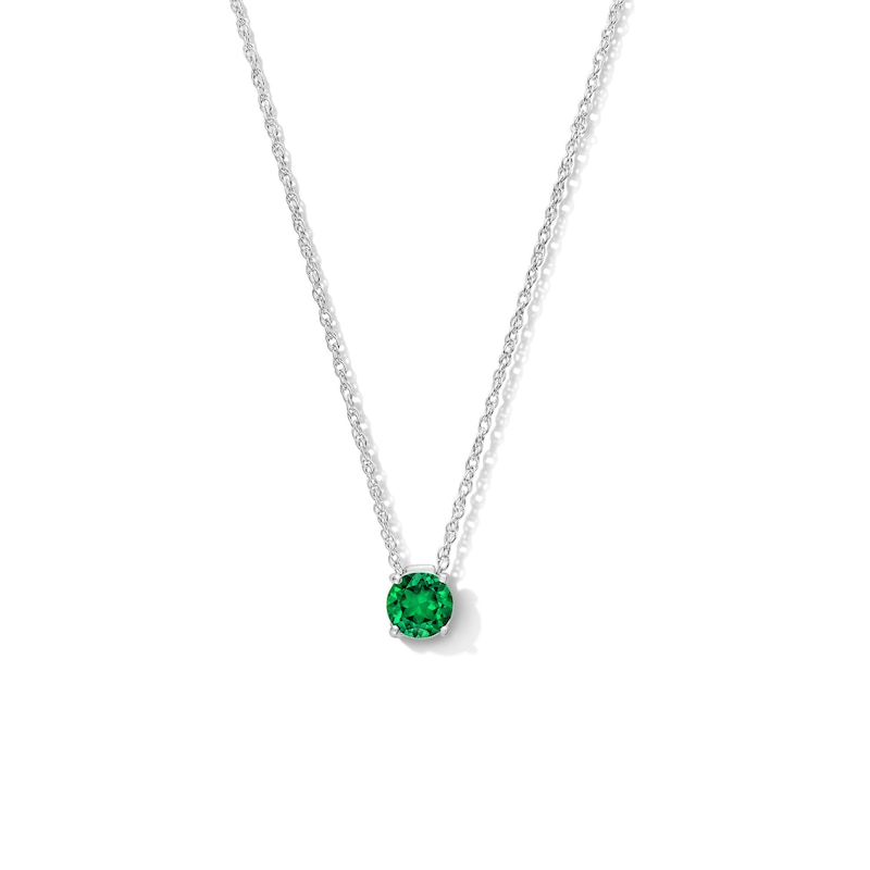 Lab-Created Emerald Solitaire Pendant in Sterling Silver